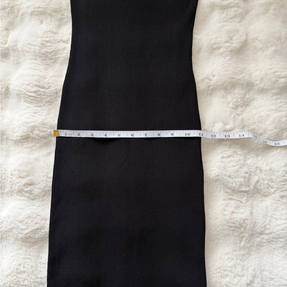 Good American Black Ribbed Knit Polo Midi Short Sleeve Dress - 2 - Picture 11 of 12